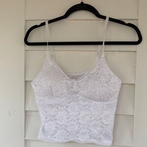 No Boundaries White Lace Trim Camisole